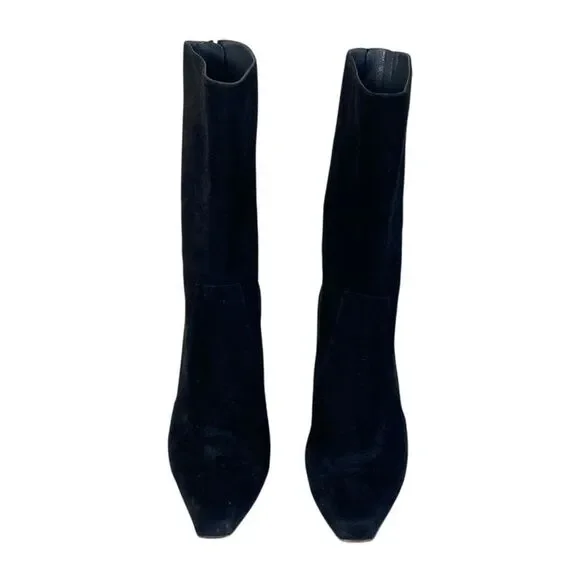 Stuart Weitzman Empire Black Suede Mid Calf High Heel Boots Sz 10 - Picture 3 of 12